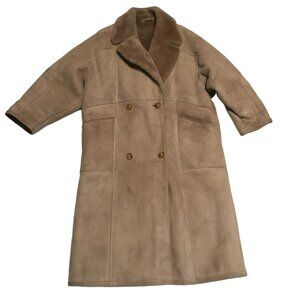 VTG SPRING LAMB COAT SIZE M TAN SAWYER OF CALIFORNIA PURE WOOL LINING WOMENS